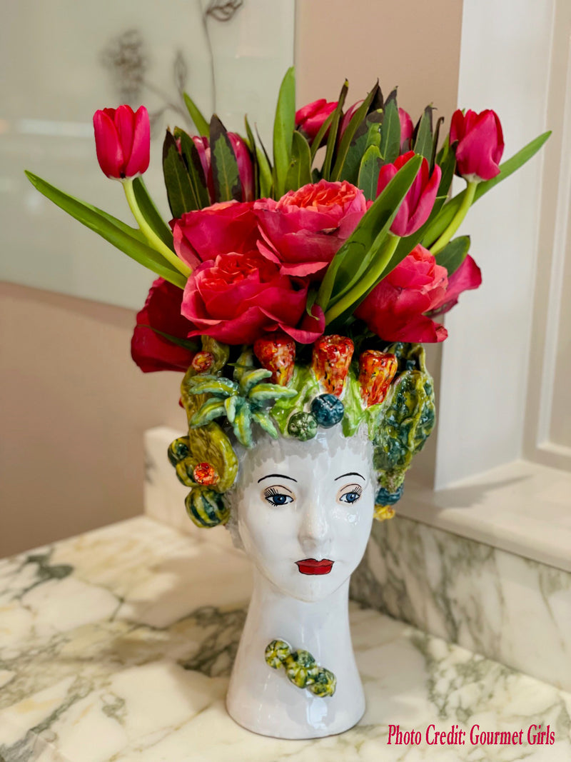 Ceramic Head Vase, Leaves Decor – Abigails