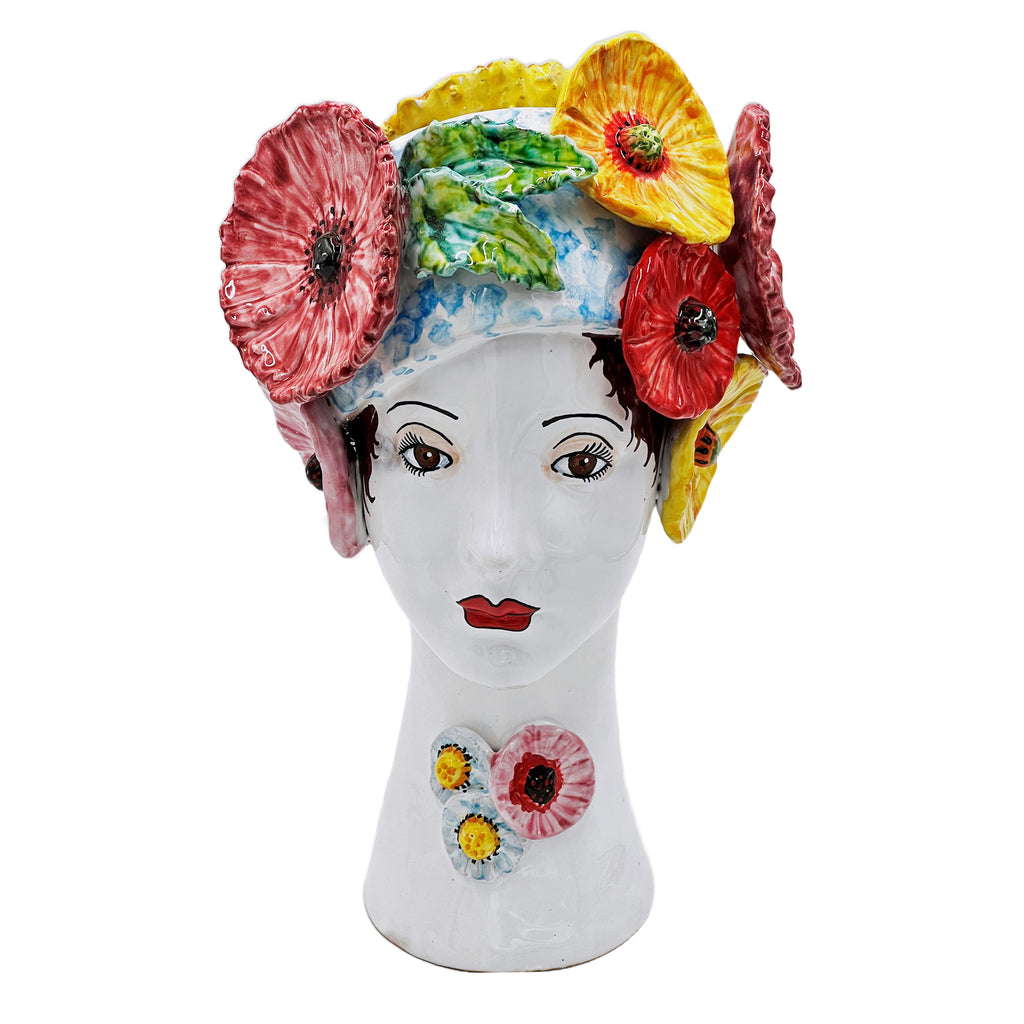 Ceramic Head Vase, Flowers