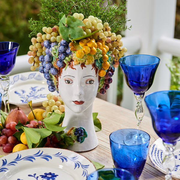 Ceramic Head Vase, Grape Decor