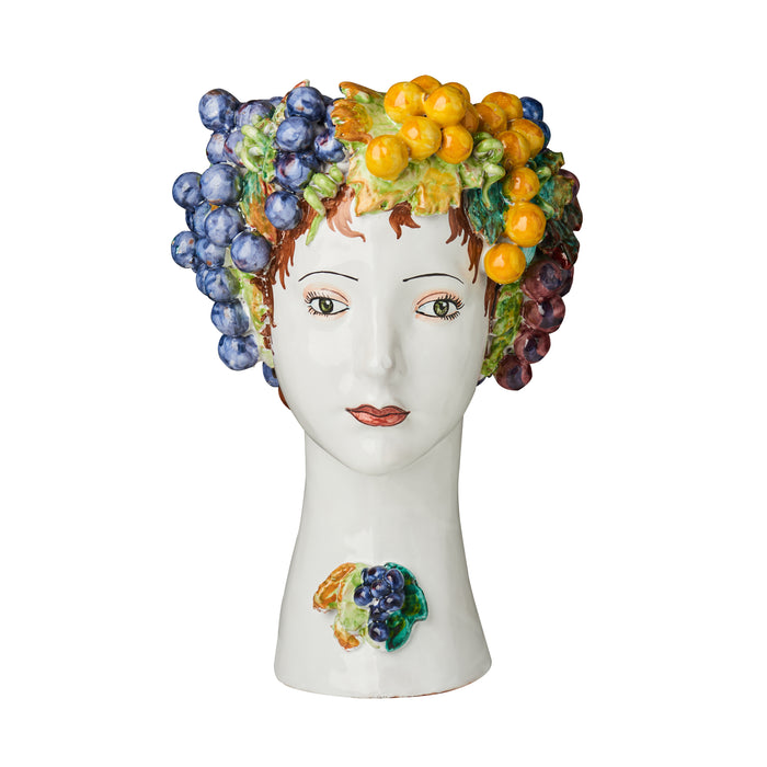 Ceramic Head Vase, Grape Decor