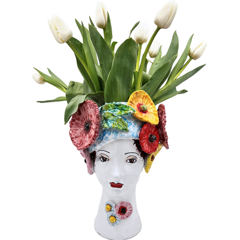 Ceramic Head Vase, Flowers