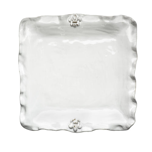 240706 Abigails Wholesale Tabletop Ceramics Platters Fleur de Lis Platter Square Fleur de Lis