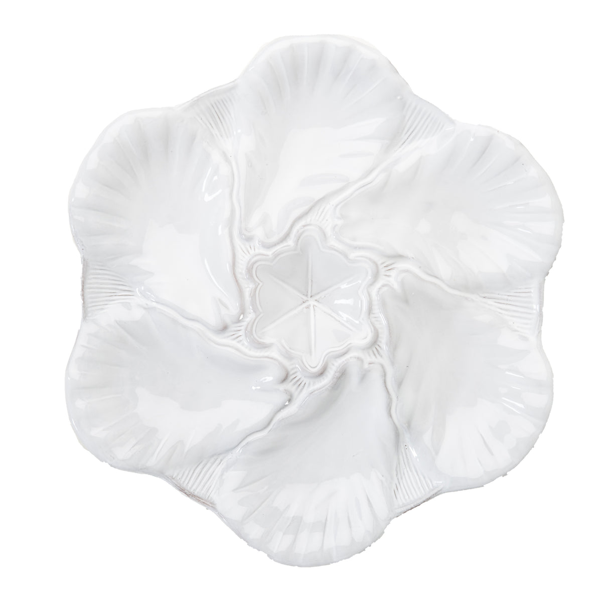 Fleur De Lis White Oyster Plate, Set of 4
