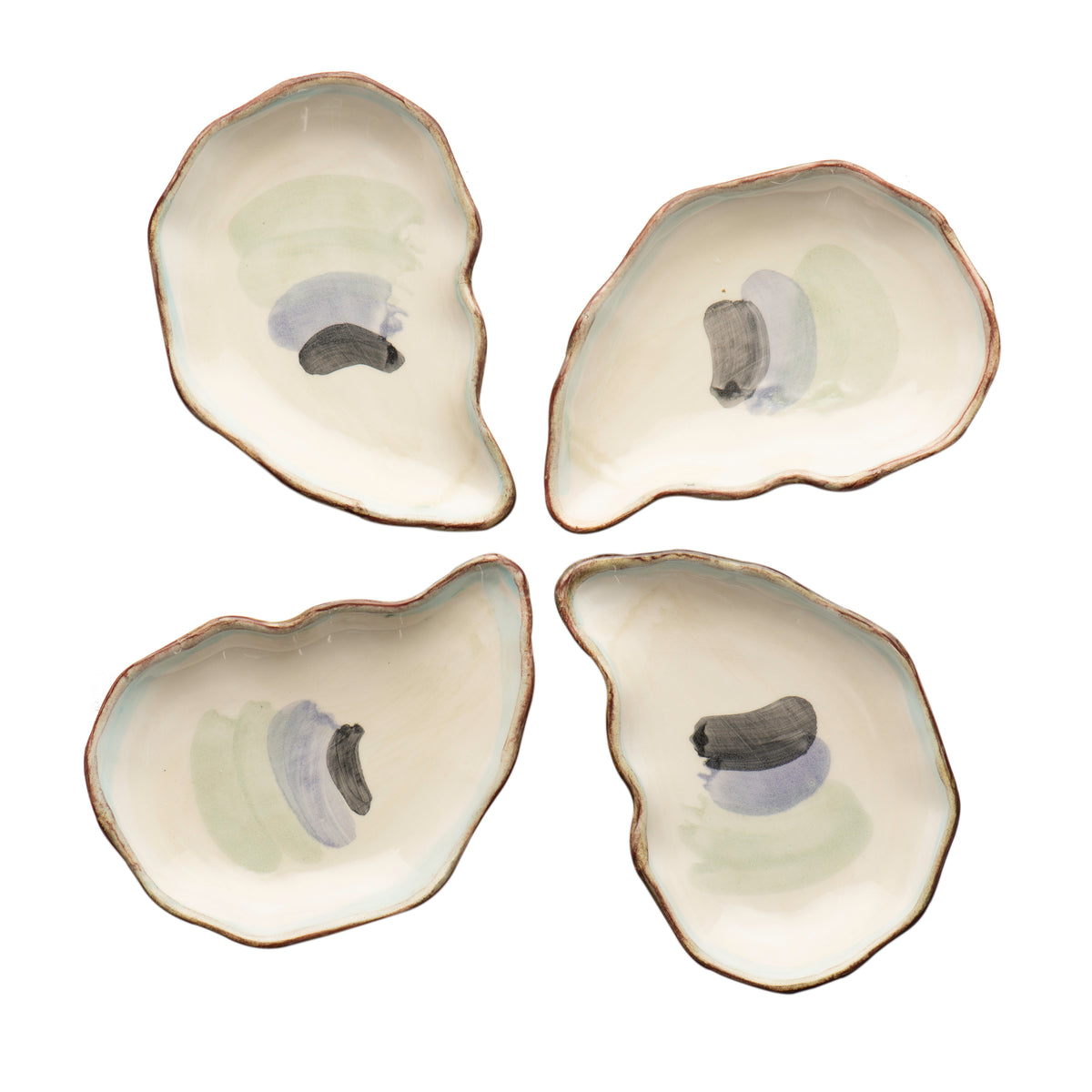 Seaside Oyster Plate, Small, Set of 4