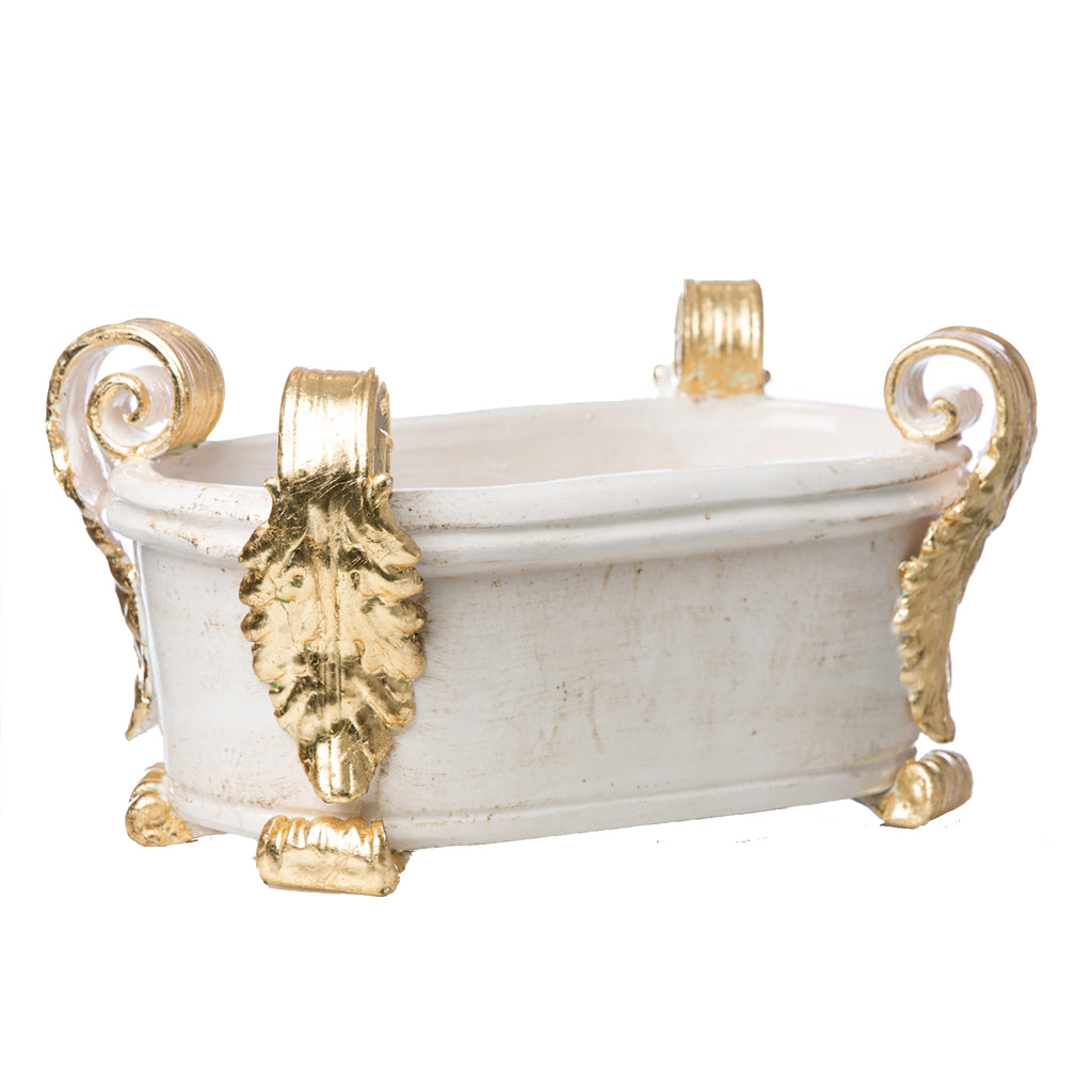 Roma Collection, Oval Centerpiece with Gold Acanthus Leaves