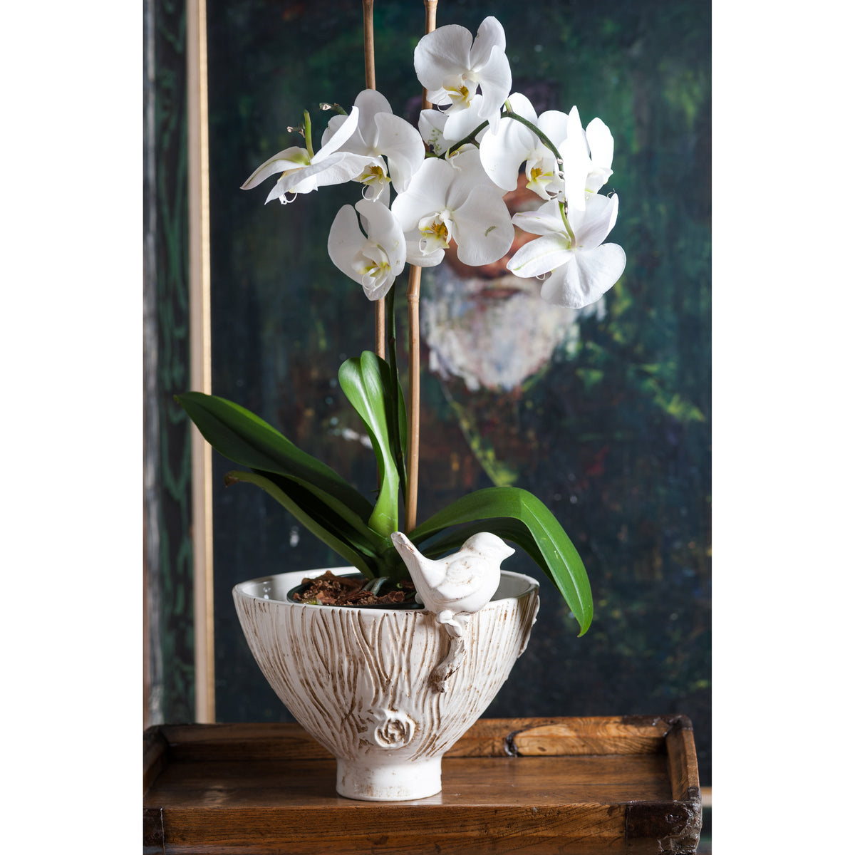 White Ceramic Bowl with Bird