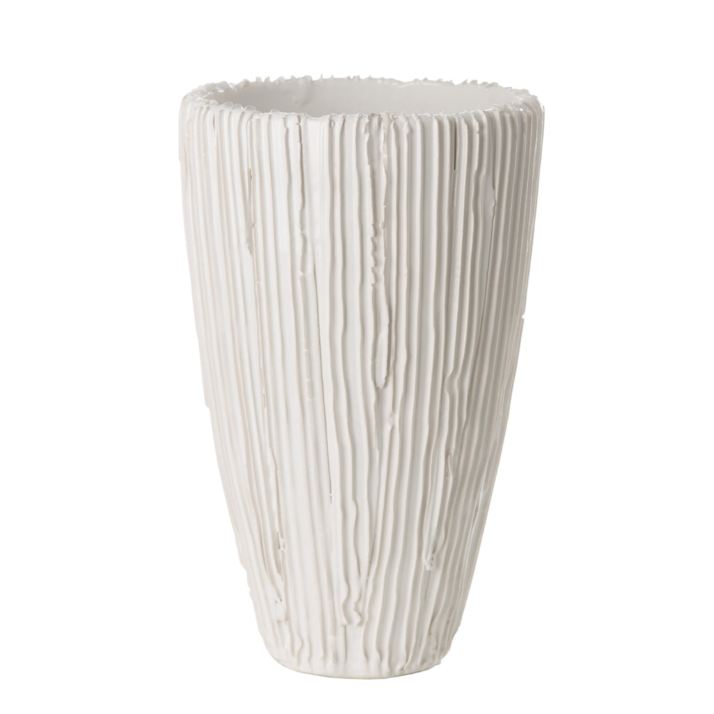 260139 Abigails Wholesale Home Décor Ceramics and Terra Cotta Vases Alpine Cone Vase White Alpine