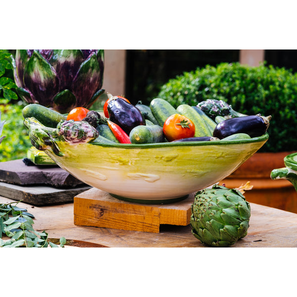 Gathered Garden Oval Bowl w/ Artichokes