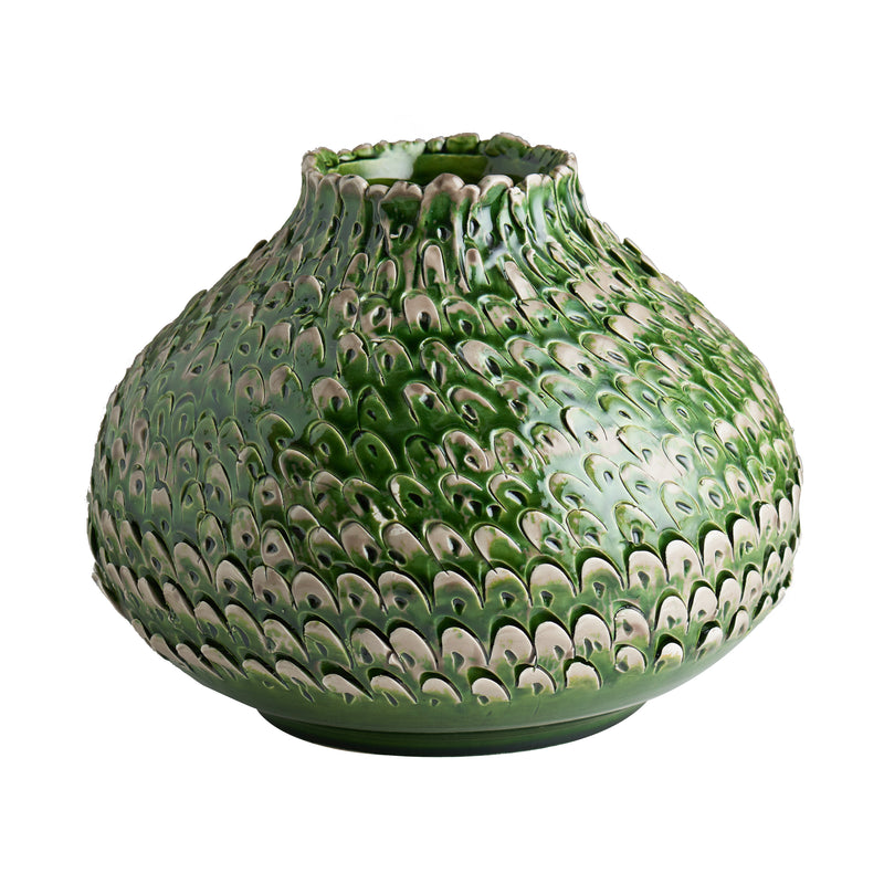 Green/Grey Feathered Vase, Small