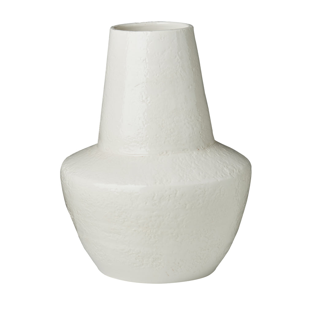 Limone Hammered Vase, White