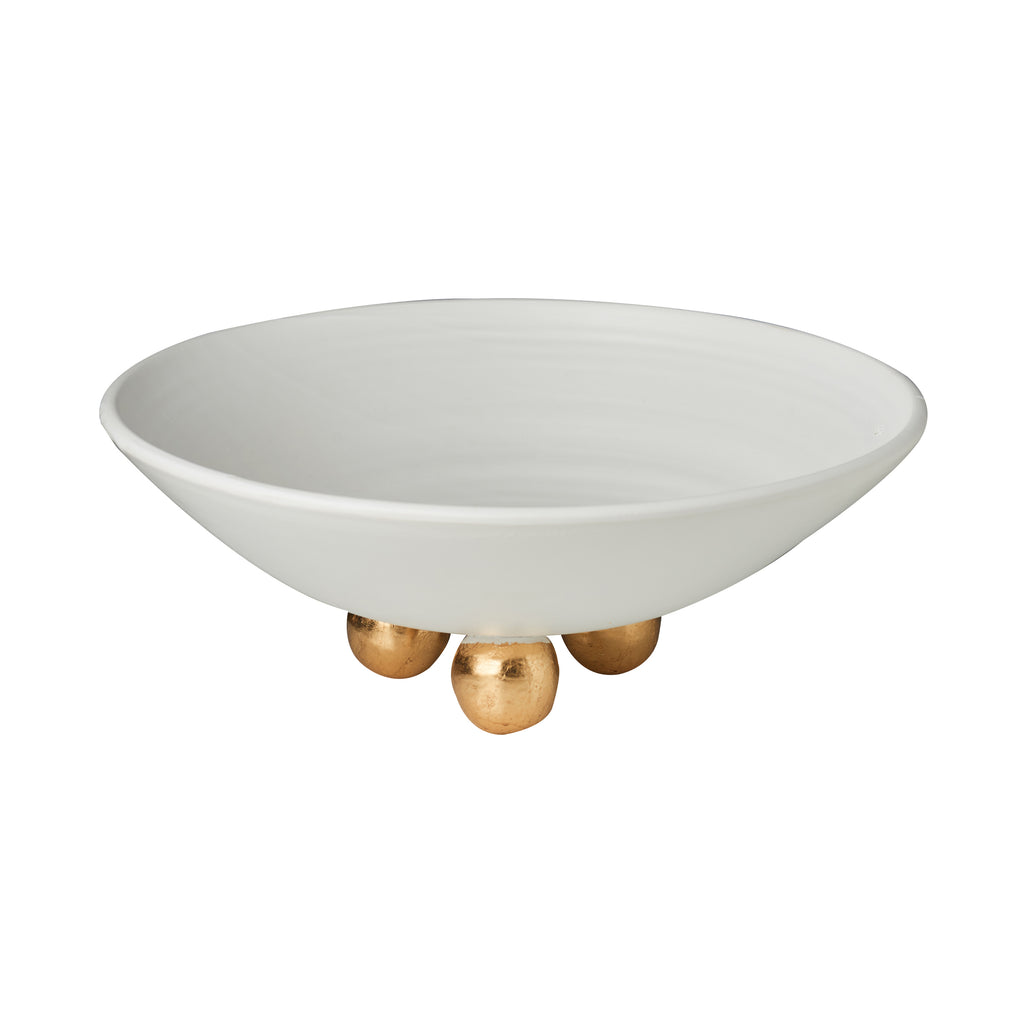 Catalina Footed Plate, Matte White, Gold Feet