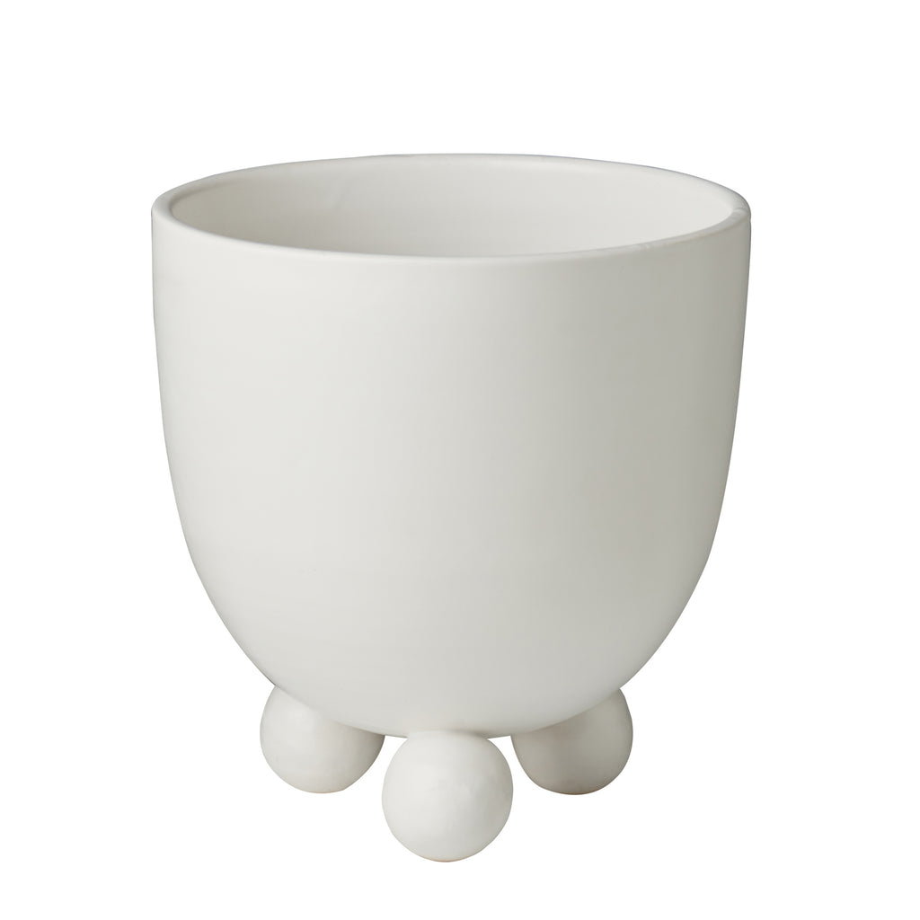 Catalina Footed Cachepot, Matte White