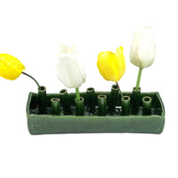 Ceramic Boat Tulipiere, Green, 10-Hole