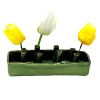 Ceramic Boat Tulipiere, Green, 8-Hole