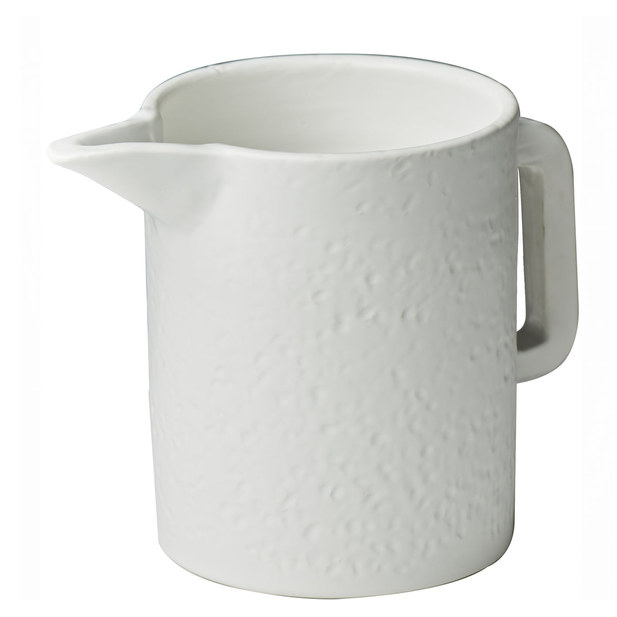 Domino Hammered Pitcher, Matte White