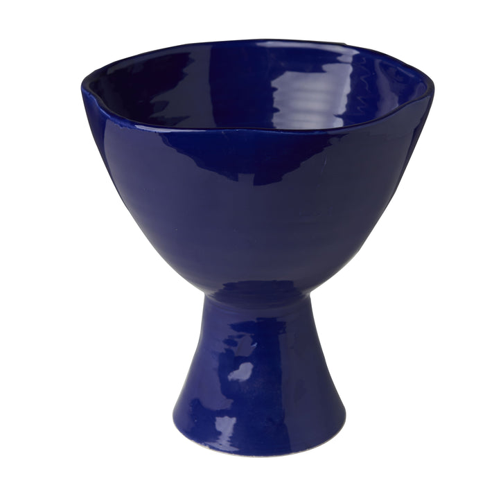 Laguna Footed Compote, Shiny Blue, Large