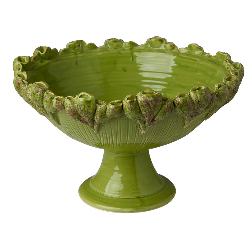 Les Fleur Footed Bowl, Green