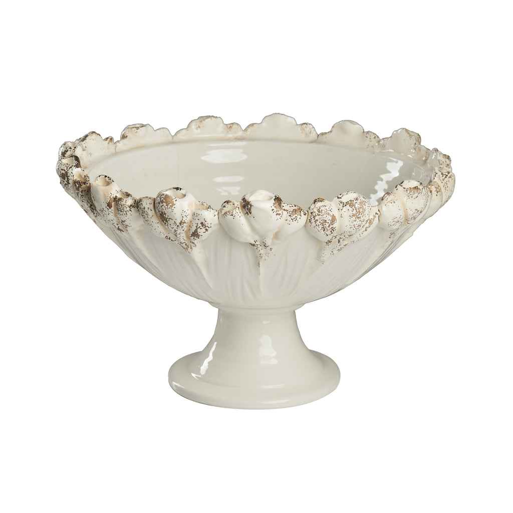 Les Fleur Footed Bowl, Ivory