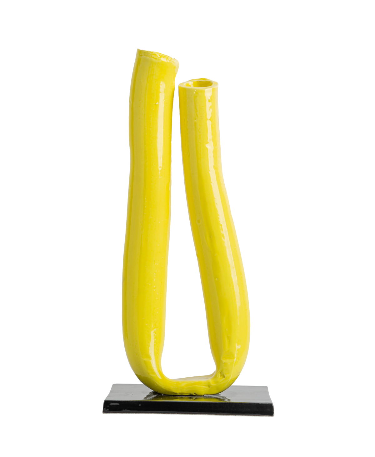 Tulip Vase, Yellow with Black Base