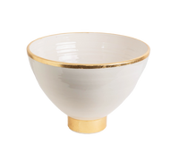 Contempo Collection, White Footed Bowl w/ Matte Gold, Small