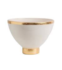 Contempo Collection, White Footed Bowl w/ Matte Gold, Large