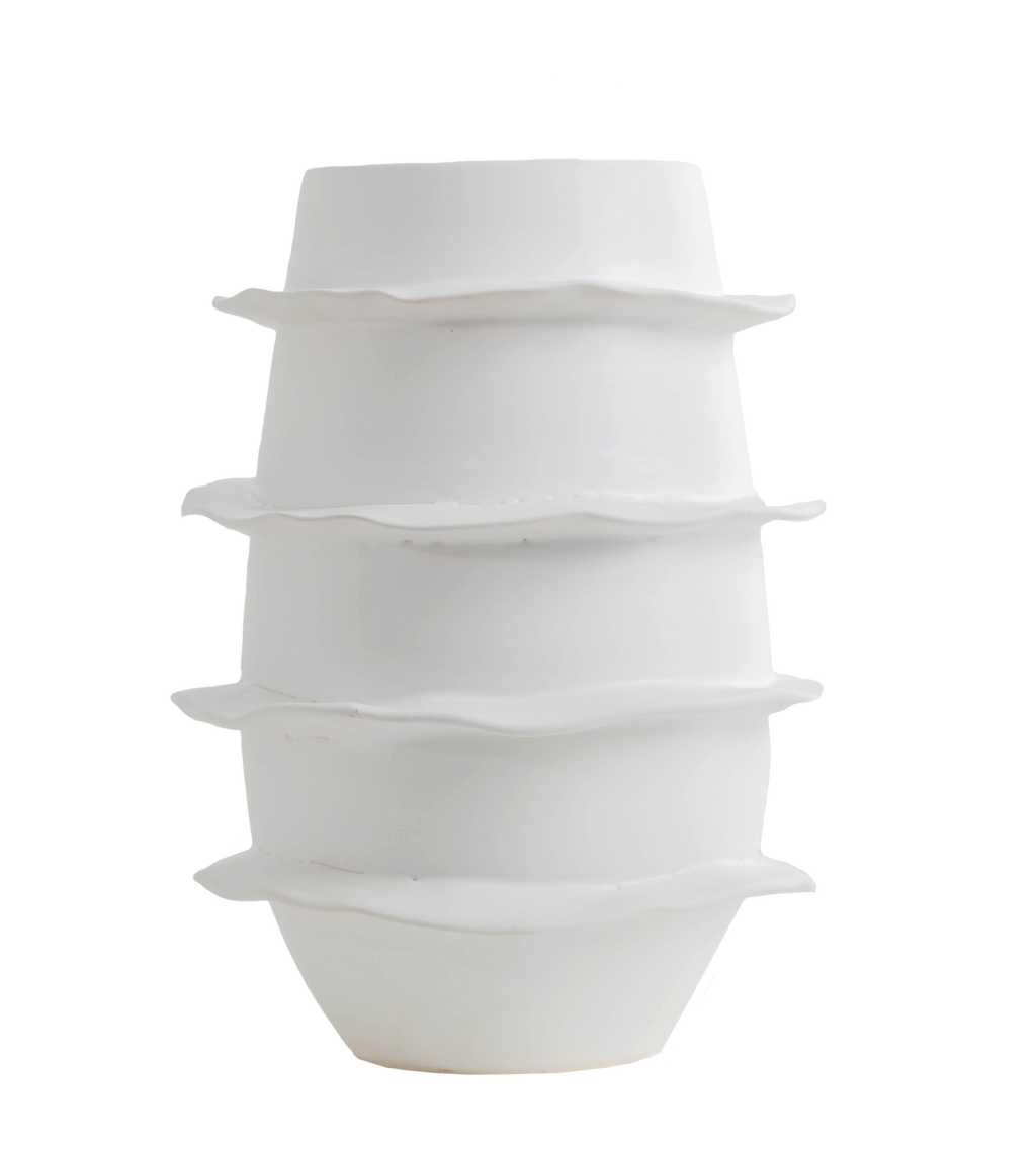 Galaxy Spiral Short Vase, Matte White