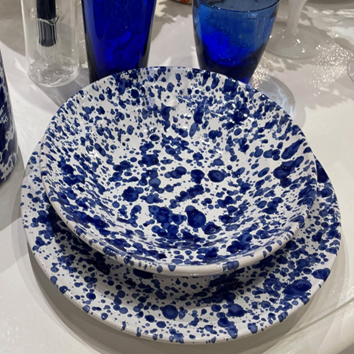 Taverna Speckled Soup Bowl, Cobalt/White