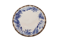 Compagnia Dinner Plate, Blue Leaves w/ Bamboo, Small, Set of 4