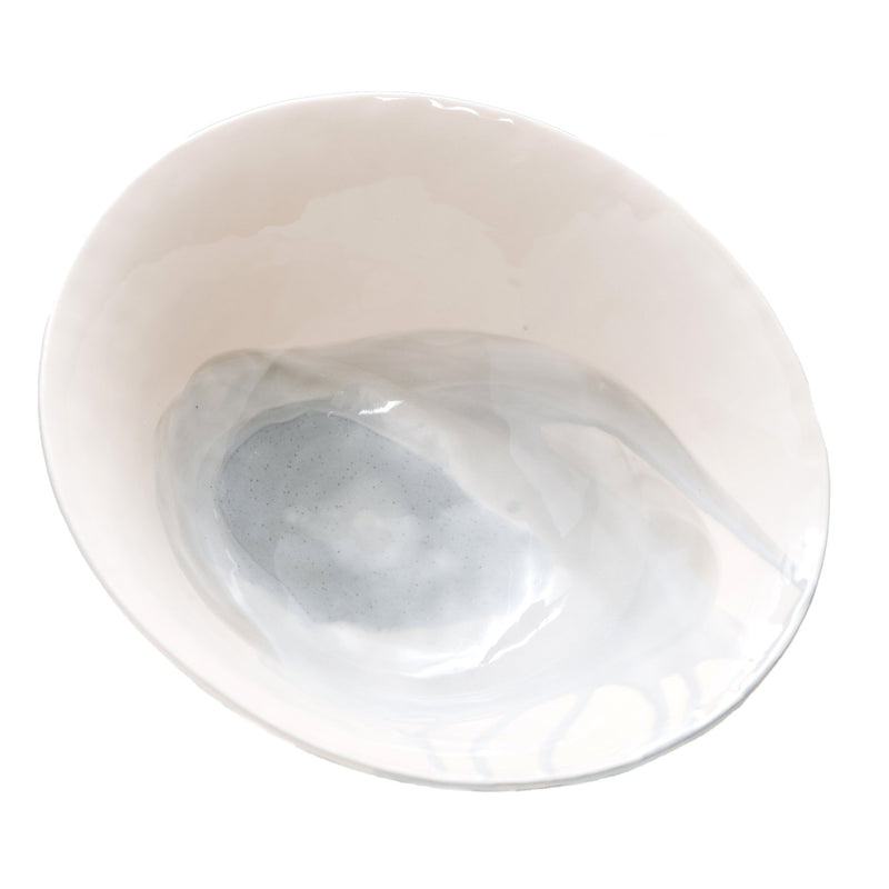400360 Abigails Wholesale Tabletop Ceramics Bowls Splash Ceramic Large Serving Bowl Gray and White Splash