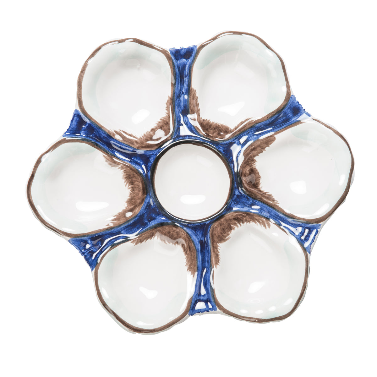 Oyster Plate, Ceramic Round, Navy, Set of 2
