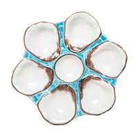 Oyster Plate, Ceramic Round, Turquoise