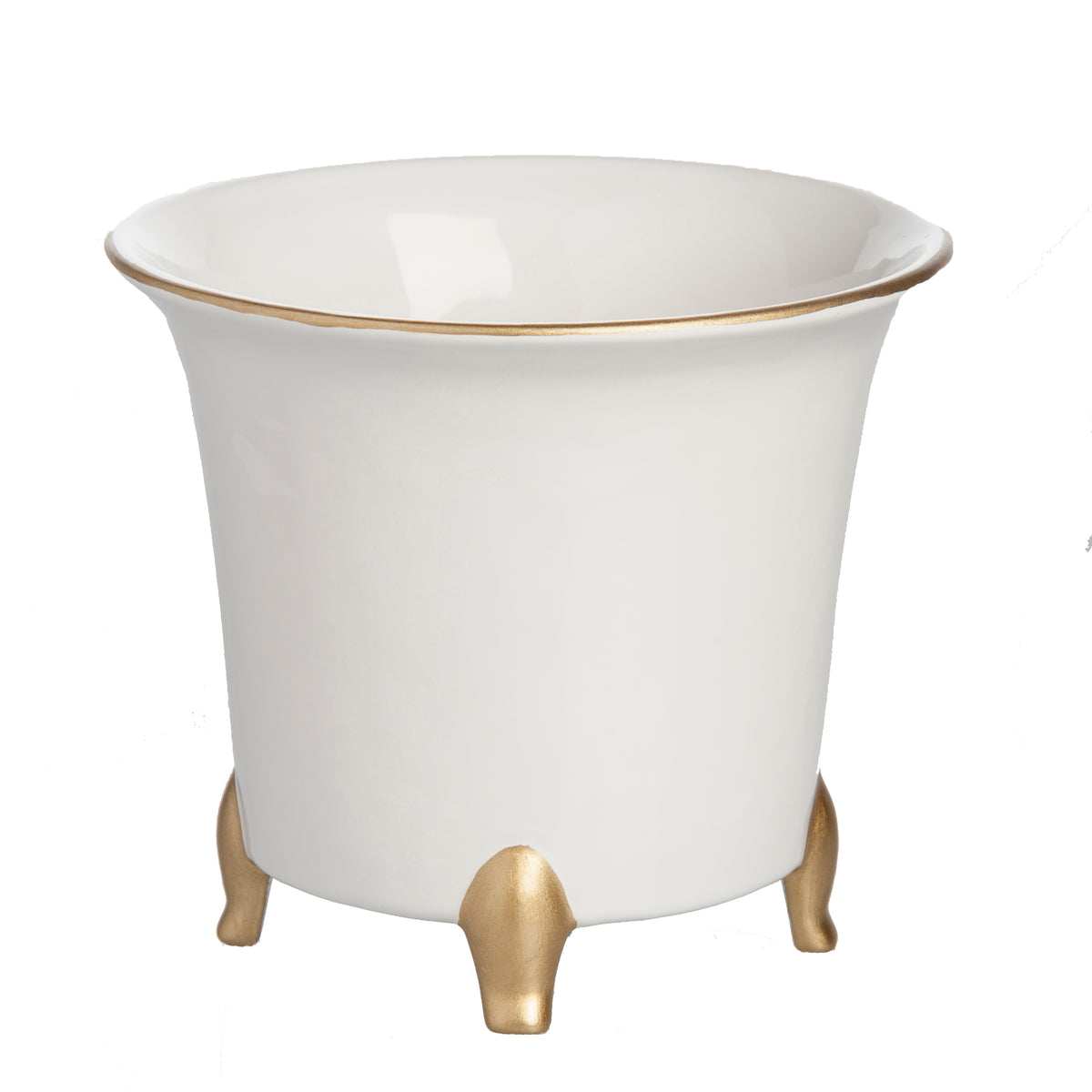 Cachepot, White and Gold, Large