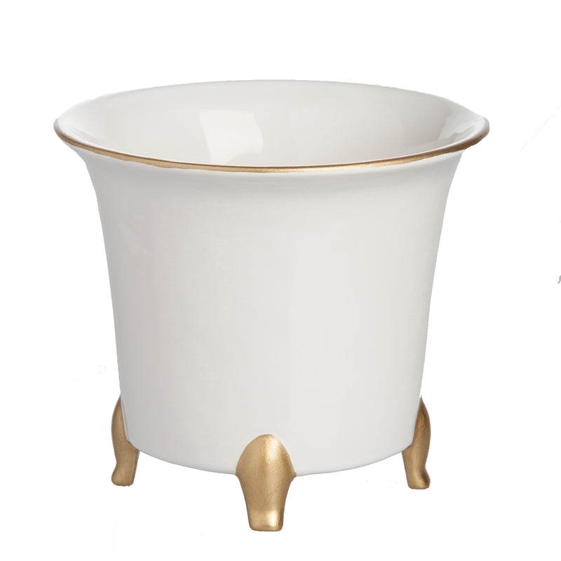 Contempo Collection, White Footed Bowl w/ Matte Gold, Large