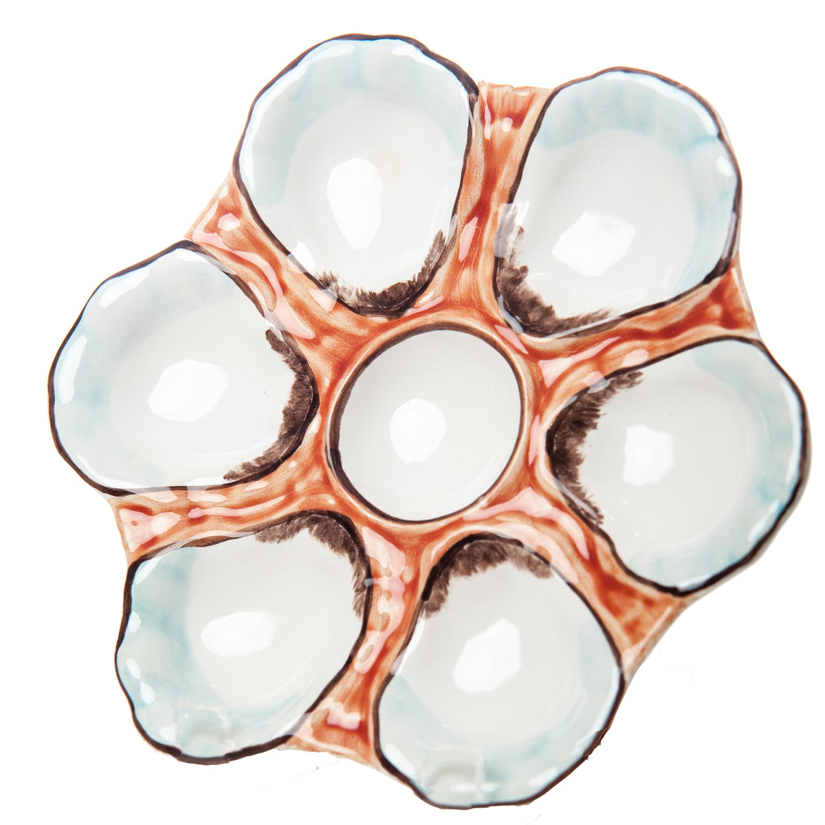 Oyster Plate, Ceramic Round, Salmon, Set of 2