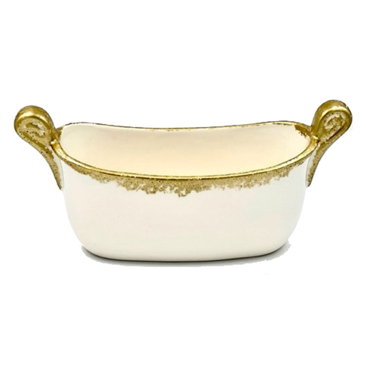 Savoy Oval White/Gold Spongy Cachepot