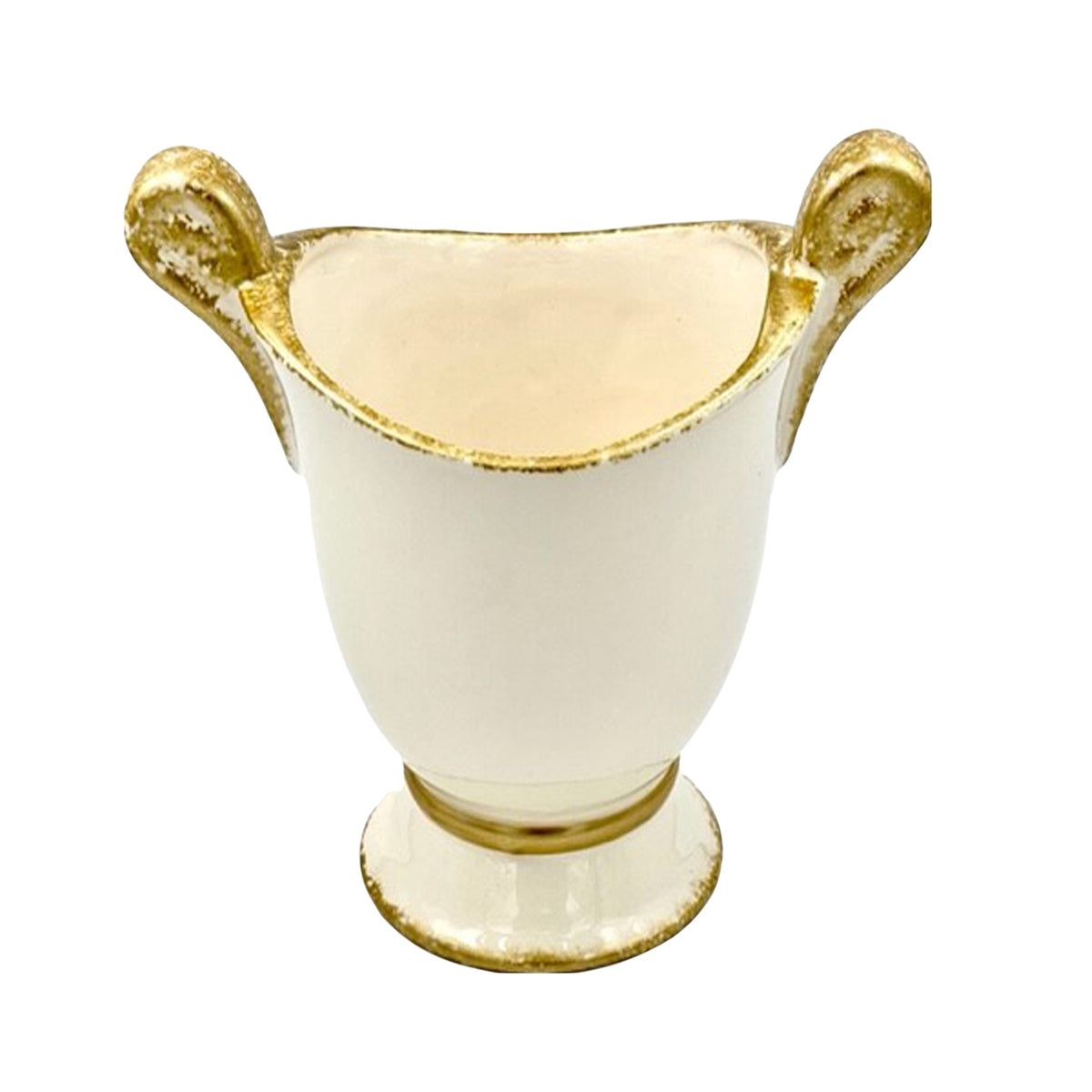 Savoy Spongy Cachepot, White/Gold