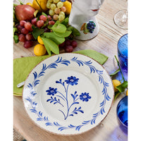 Casa Nuno Blue and White Dinner Plate, 3 Flowers/Vines
