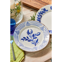 Casa Nuno Blue and White Dinner Plate, 3 Flowers/Shells