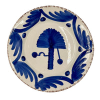 Casa Nuno Blue and White Dinner Plate, Palm