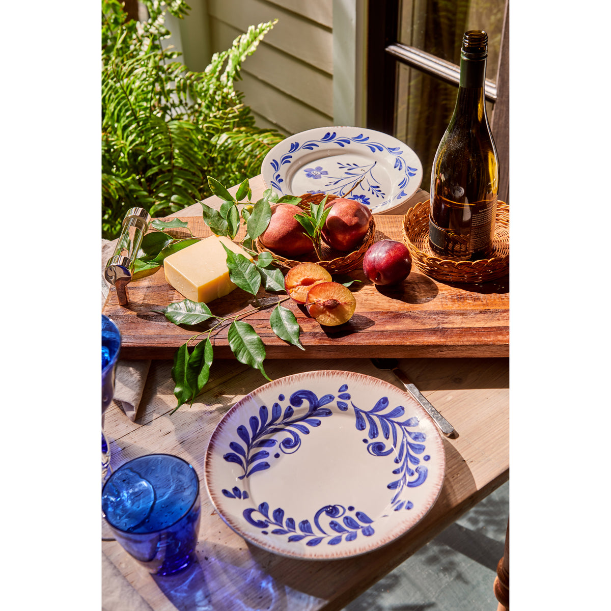 Casa Nuno Blue and White Dinner Plate, Scroll Design