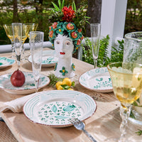 Casa Nuno Green and White Dinner Plate, 2 Flowers/Waves