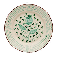 Casa Nuno Green and White Dinner Plate, Pomegranate/Waves