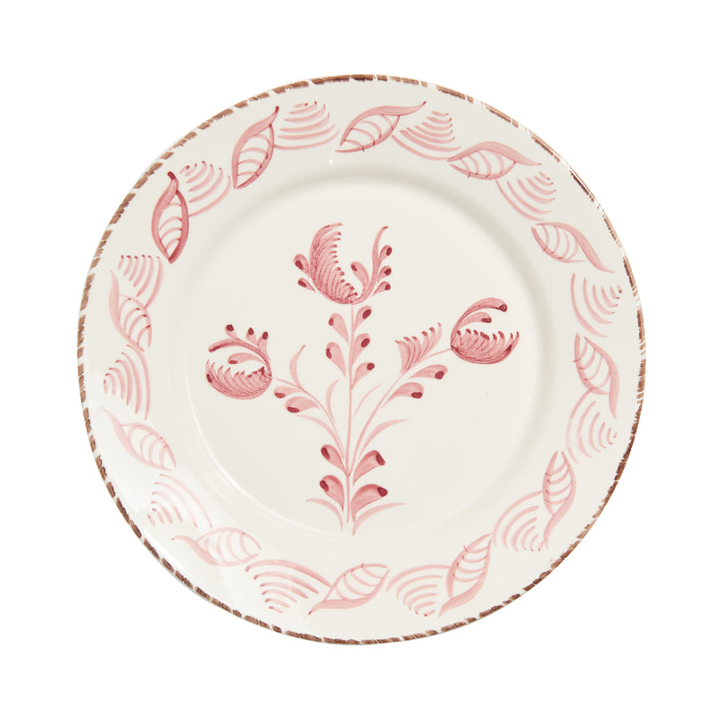 Casa Nuno Pink and White Dinner Plate, 3 Flowers/Shells, Set of 2