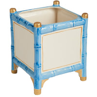 Bamboo Cachepot, Blue/Gold, Large