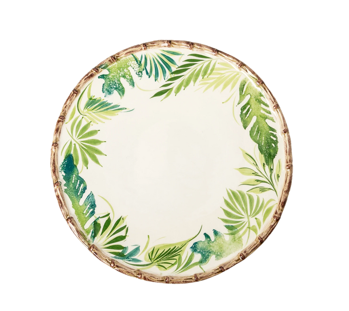 Compagnia Dinner Plate, Green Leaves w/ Bamboo, Large, Set of 4