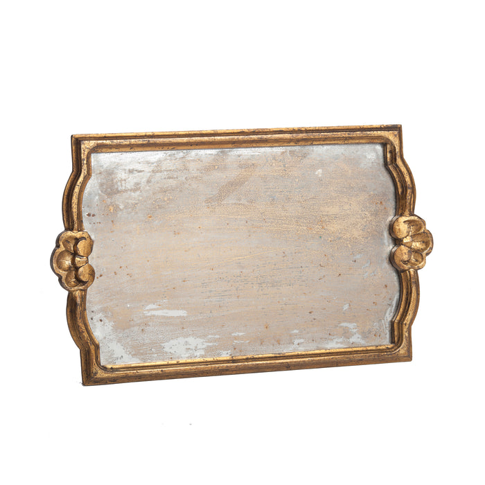 Vendome Tray with Antiqued Mirror, Gold, Large