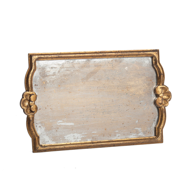 Vendome Tray with Antiqued Mirror, Gold, Large