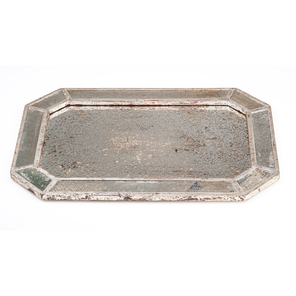 524916 Abigails Wholesale Tabletop Wood and Metals Trays Mirrored Tray with Silver Finish