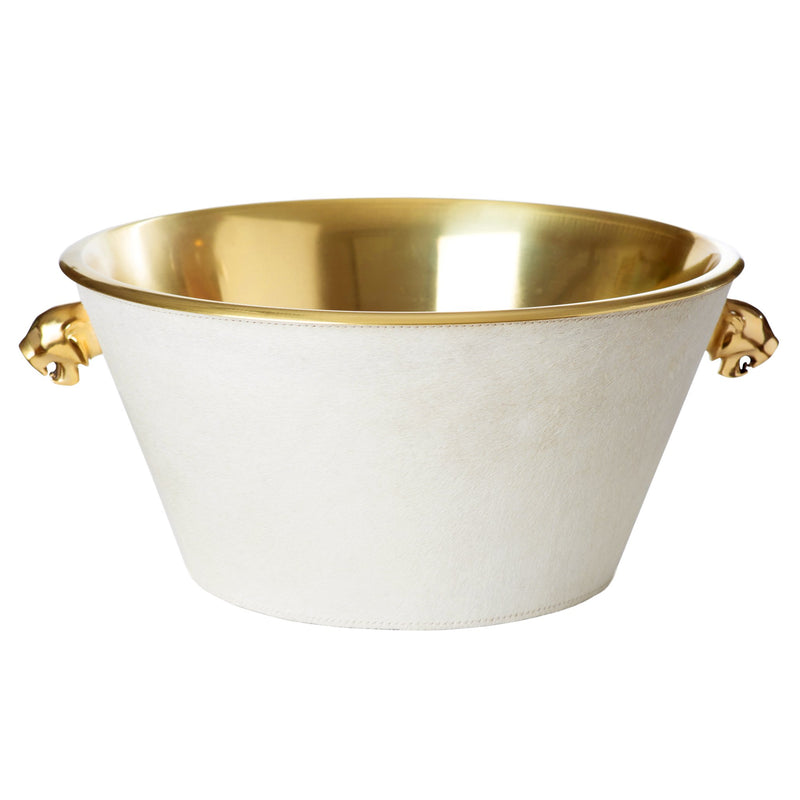 Catalina Footed Plate, Matte White, Gold Feet