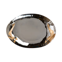 547410 Abigails Wholesale Tabletop Mixed Media Trays Chalet Nickel Tray with Horn Handles Chalet